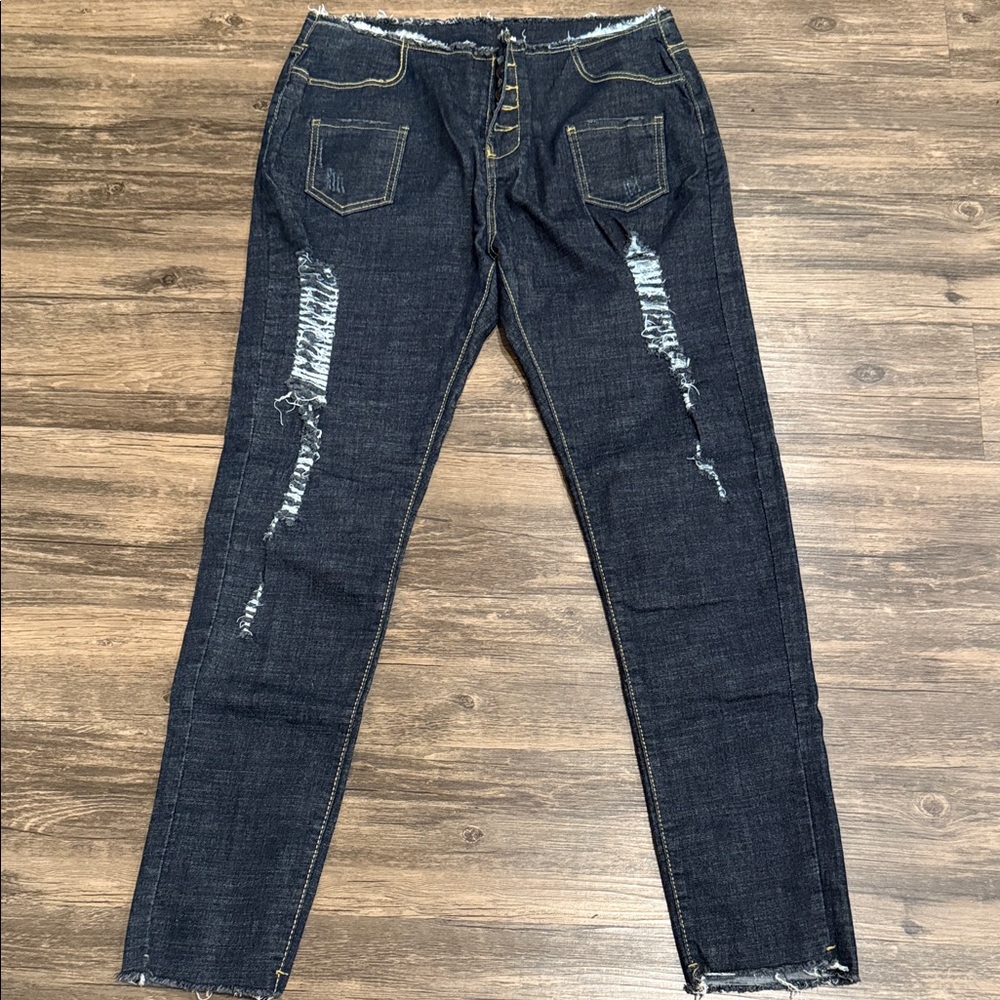 Distressed Dark Wash Jeans